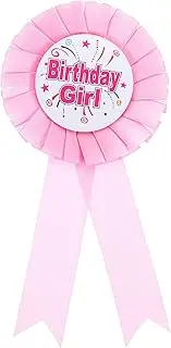 uxcell Pink Satin Fabric Birthday Women Tinplate Badge Pin, Happy Birthday Princess Party Button Pin, Girls Brooch for Party Decoration