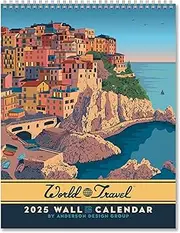 Americanflat 2025 Wall Calendar - World Travel Poster Design - 10x13 Large Wall Calendar - 12 Month Wall Calendar - Hanging Calendar for Home or Office - 2025 Calendar for Planning and Organization