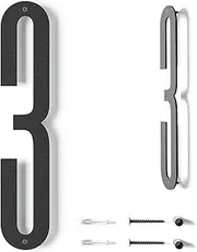 12 Inch Modern Floating House Numbers | Large Metal House Numbers for Outdoors | Black Coated Rust-Proof Home Address Numbers