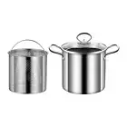 Deep Frying Pot with Strainer Basket Deep Oil Fryer for Picnic Party Kitchen