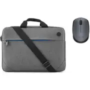 HP Prelude and Logitech M171 Wireles Mouse Bundle - Grey Carry Laptop Bag 14-15.6" Laptop/ Notebook Case, Black Mouse - Perfect Essentials for Business & Study [BDLHNB0006]