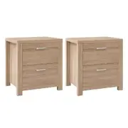 Artiss 2x Bedside Table 2 Drawers - MAXI Pine