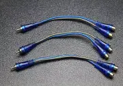3 PCS RCA WIRE BLUE GRAY Y SPLITTER 2 FEMALE 1 MALE CAR HOME AUDIO BLS
