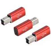 USB C to Printer Convert Adapters Type C to USB B Adapters Red /3 Pcs