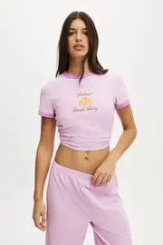 [Body] Body - Dreamy Soft Ringer Baby Tee - Orchid touch croissant/weekend brunch society M ORCHID TOUCH CROISSANT/WEEKEND BRUNCH SOCIETY