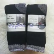 6 PAIRS SIZE11-14 HEAVY DUTY AUSTRALIAN MERINO EXTRA THICK WOOL WORK SOCKS BLACK