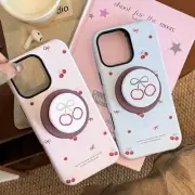 Pink Blue Cherry With Stand Case For iPhone 16 Plus 15 14 13 12 Pro Max Cover