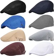 [Comebachome] Men's Newsboy Caps, 8pcs Summer Breathable Mesh Flat Cap, Adjustable Flat Caps for Men