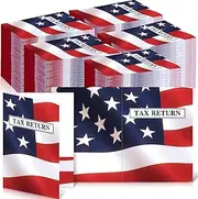 Skyygemm 150 Pcs Income Tax Return Folders 9 x 12 Inch Red White and Blue Tax Envelopes with Two Pocket for Preparer Organizer Office Supplies