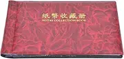 QANYEGN 30 Page Banknote Collection Book, Banknote Storage Album, Album Banknote Money Clip, Up to 60 Banknotes for Banknote Collectors(Rose Red)