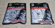 2Pair Brand New Lock Laces Elastic No Tie Shoelaces One Size Fits All Gray White