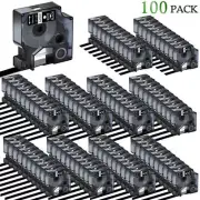 10PCS Black on White Label Tape 1/2" For DYMO D1 45021 LabelManager 450 100Packs
