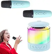 Mivpzisk Karaoke Machine - Mic Speaker with LED Lights - Karaoke Machine Speaker with Wireless Microphone and Lights for Family Home