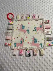 Unicorn Baby Ribbon Tag Sensory Security Blanket