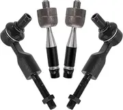 TRQ Front Inner & Outer Tie Rod Set Driver & Passenger Side Inner & Outer Compatible with 2006-2009 Audi A6 2005-2009 A6 Quattro 2007-2008 S6