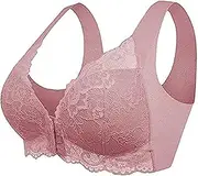 [LINGYUXUAN] Plus Size Front Closure Lace Bra for Seniors Seamless Smooth Back Sleep Bralette Sexy Comfort Vest Lingerie Gift