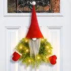 Artificial Branches Glowing Gnome Wreath Faceless Doll Hanging Ornament Porch