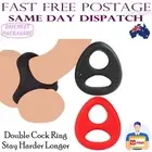 Double Cock & Balls Ring Penis Aid Harder Erection Delay Ejaculation Sex Toy Men