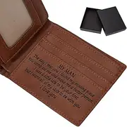 [AMIJOUX] Engraved Pocket Leather Wallet to Men, Personalized Picture Wallets RFID Blocking Wallet with Box ID Sleeve, Brown Biofold Wallets for Birthday Anniversary Father's Day Christmas