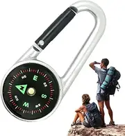 Vbnuyhim Keychain Compass, Carabiner Compass, Outdoor Mini Clip-on Single Sided Compass - Backpack Accessories with Rotating Dial for Mountaineering, Hiking, Camping, Exploring, Field Exercises