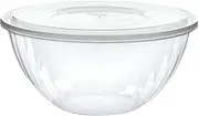 Plasticpro Disposable 96 Ounce Round Crystal Clear Plastic Serving Bowls with Lids, Party Snack or Salad Bowl, Chip Bowls, Snack Bowls, Candy Dish, Salad Container Pack of 2