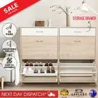 Shoe Organiser 36 Pair Rack Cabinet Storage Shelf Drawer Wooden Shoes Cupboard