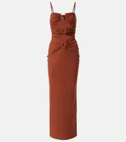 [Christopher Esber] Christopher Esber Pierced Orbit cutout jersey maxi dress AU 6 brown