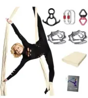 VEVOR Aerial Silk Yoga Swing Set 11 Yards Hammock Trapeze Inversion Fly Blue