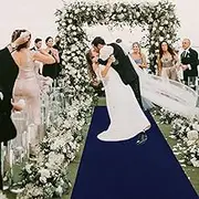 ROMANKAS Navy Blue Carpet Runner for Party 4x15 FT Velvet Wedding Aisle Runner Outdoor Navy Aisle Floor Runner Prom Church Runners Rustic Runway Carpet for Hallway Stage Wedding Aisle Decorations