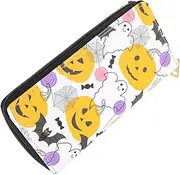 [DEARMAMY] Halloween Pumpkin Wallet for Women Small Leather Purse Zipper Card Wallet for Girl