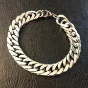 Stainless Steel Bracelet Silver Cuban Chain 12mm Wide 8.75" Men Unisex 6223