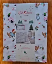 Cath Kidston London 3pc Twin Puppy Love Pink Christmas Sheet Set Cotton NEW!