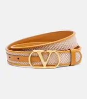 [Valentino Garavani] Valentino Garavani VLogo canvas and leather belt Inch 31.5 brown