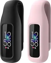 EEweca 2-Pack Clip for Fitbit Luxe, Clip Holder Compatible with Fitbit Luxe, Black + Soft Pink