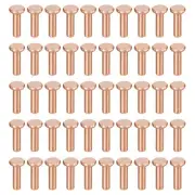 200Pcs 3mm Dia x 10mm L Shank Flat Head Copper Solid Rivets Fastener Copper Tone