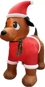 9ft Gemmy Airblown Inflatable Prototype Christmas Dog in Santa Coat #880116