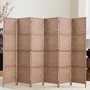 Artiss 6 Panel Room Divider, Folding Wooden Privacy Portable Screen Shelf Dividers Partition Wall Screens Home Pet Child Indoor Balcony Bedroom Furniture, Separator Water-Resistant Natural