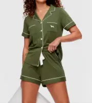 NEW PETER ALEXANDER PJ SET DREAMY BAMBOO JERSEY TOP & SHORTS GREEN SMALL RRP$129