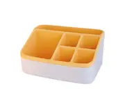 3/6 Grid Desktop Storage Box Space-saving Compartmented Plastic School Student Stationery Storage Box Desk Organizer for Daily Life-Yellow