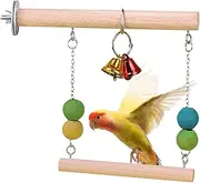 Pet Bird Swing | Parrot Perch Wooden Funny with Bell,Bird Play Gym, Natural Swing Toys for Cockatiel, Conure, Parakeet