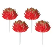 4Pcs Mini Artificial Succulents Faux Succulent Picks Fake Succulent Red