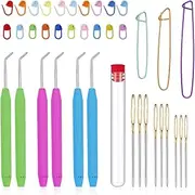 Zlulary Loom Needle, Loom Hook Set, Colorful Knitting Loom Hook, Large-Eye Sewing Needles, Knitting Stitch Markers, Yarn Stitch Holders
