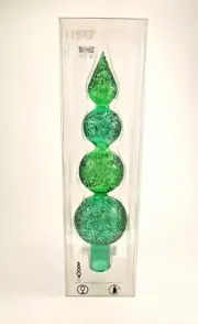 2007 IKEA ISIG CHRISTMAS TREE TOPPER GREEN GLASS SPIRE FINIAL HOLIDAY ORNAMENT