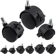 Mardatt 4Pcs 1 Inch Nylon Swivel Caster Wheel with Brake, M8 x 13mm Threaded Stem Casters Heavy Duty Office Chair Caster Wheels Replacement for Protecting Furniture Wheel Shelf Floor