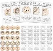 Geelin 25 Sets Back to School Pocket Hug Gifts Wood Brave Button Token with First Day of School Card for Students Teen Boys Girls Good Luck Love Token Keepsake for Welcome Back to School Gifts