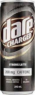Dare Charged Iced Coffee Strong Latte, 12 x 240ml Cans, 200mg Caffeine, Made With Real Arabica Coffee Beans, Ready-to-Drink, Energy Drink
