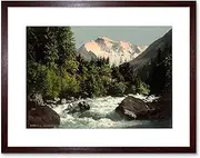 Vintage Landscape Mountain Alps Swiss Jungfrau Rapids Framed Wall Art Print