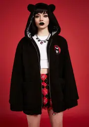 [Dolls Kill x Emily The Strange] Don't Bother Meow Faux Fur Coat