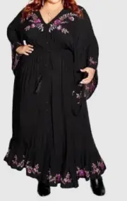 City Chic Xs Maxi Folklore Boho Dress Plus Size 14/16