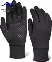 Touchscreen Running Sports Gloves - Midweight Thermal Glove Liners - Fits Men &